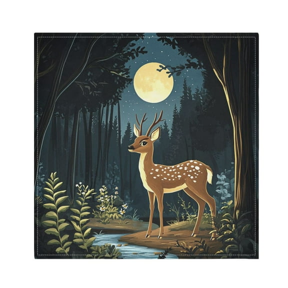 Satin Polyester Napkins - 20x20 InchSingle-Sided Printed Napkins, 1-Piece/4-Piece/6-Piece Set, DIY Personalized Table Setting，A Deer in The Forest