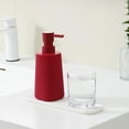 thumbnail image 2 of Small Soap Dispenser for Bathroom and Kitchen, Modern Farmhouse Striped Style Plastic Hand Soap Dish Soap Dispenser with Pump Matte Red, 2 of 6