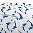 thumbnail image 3 of Dolphin Pouf Cover with Zipper, Nautical Themed Simple Pattern with Playful Big Fish Round Motif, Soft Decorative Fabric Unstuffed Case, 30" W X 17.3" L, Cobalt Blue Night Blue, by Ambesonne, 3 of 5