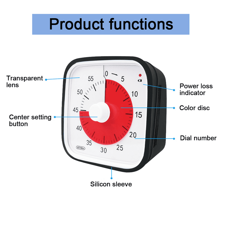 Visual Countdown Timer, Oversize Classroom Visual Timer For Kids And  Adults, Durable Mechanical Kitchen Timer Clock