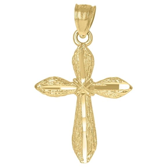 10kt Two-Tone Gold Mens Women Textured Cross Religious Charm Pendant