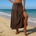 thumbnail image 2 of GUACER Womens Boho Tiered Maxi Skirt with Side Slit High Waisted Drawstring A-Line Skirt Flowy Summer Beach Swing Long Skirts, 2 of 7