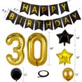thumbnail image 2 of 30th Birthday Decorations Kit, Large Number 30 Balloons, Black and Gold Happy Birthday Banner with Latex and Star Balloons, 30 Birthday Balloons Set Party Supplies, 24 Pack, 2 of 7