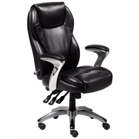 Bowery Hill Bonded Leather Ergo Executive Office Chair In Black Bowery Hill Bonded Leather Ergo Executive Office Chair In Black