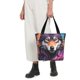 thumbnail image 5 of Fotbe Colorful Wolf Head A Bolsa de Playa con Estampado, Bolsa de Hombro, Bolsa de Mano Espaciosa, Bolsa de Viaje Ligera, Bolsa de Compras Versátil, 5 of 6