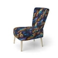thumbnail image 3 of Designart "blue and purple Vibrant Peacock Feather I" Blue Feathers Upholstered Accent Chair - Bohemian & Eclectic Arm Chair For Bedroom, 3 of 5