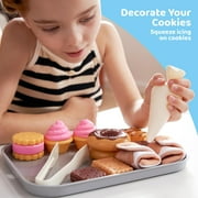 Lalalark 36Pcs Cookie Play Food Set, Kitchen Pretend Toy Food Sets with Plastic Cookies and Baking Sheet for Boys and Girls, Best Gift for Kids