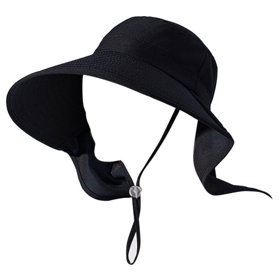 AirLoni Women Fisherman Hat Polyester Breathable Ponytail Hole Adjustable Drawstring UV Sunscreen Fashion Hat For Travel Outdoor Activities Ponytail Hat Black,One Size
