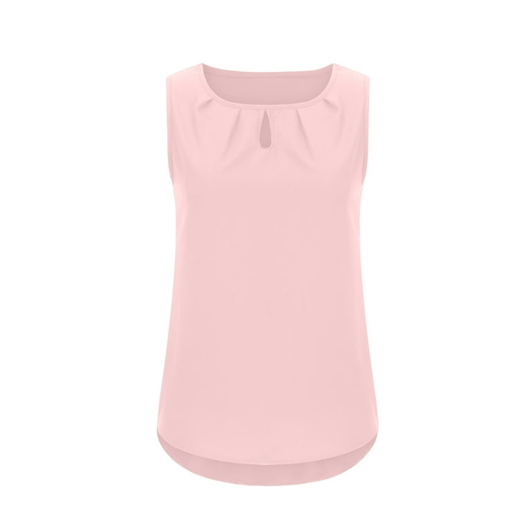 YWDJ Shirts for Women Tops Dressy Casual Casual Crewneck Sleeveless Summer  Tops for Women Cute Tops Going Out Tops Ladies Tops and Blouses Workout Shirts  Fashion Beach Classy Y2K Soft Basic Pink