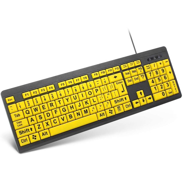 Large Print Computer Keyboard, Wired USB High Contrast Keyboard