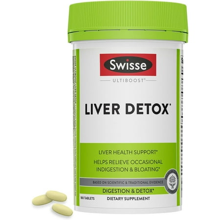 Swisse Liver Detox Supplement, Helps Relieve Occasional Indigestion & Bloating, 180 Tablets