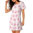thumbnail image 2 of Fotbe Cartoon Pig Bata de Dormir para Mujer con Estampado, Camisón de Algodón de Manga Corta, Ropa de Dormir Casual, 2 of 6