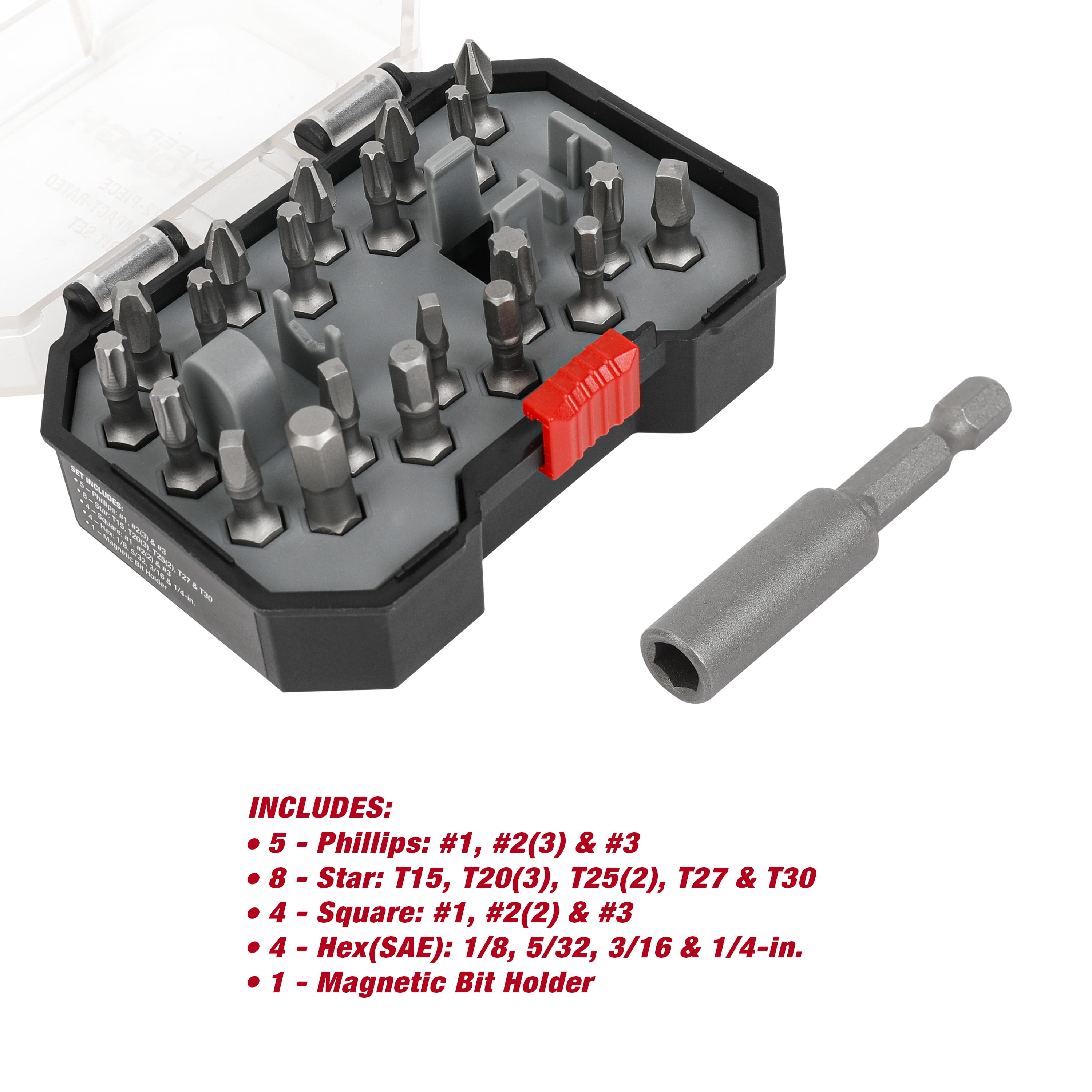 Hyper Tough 22-Piece Impact-Rated Screwdriver Bit Set, Model 41018