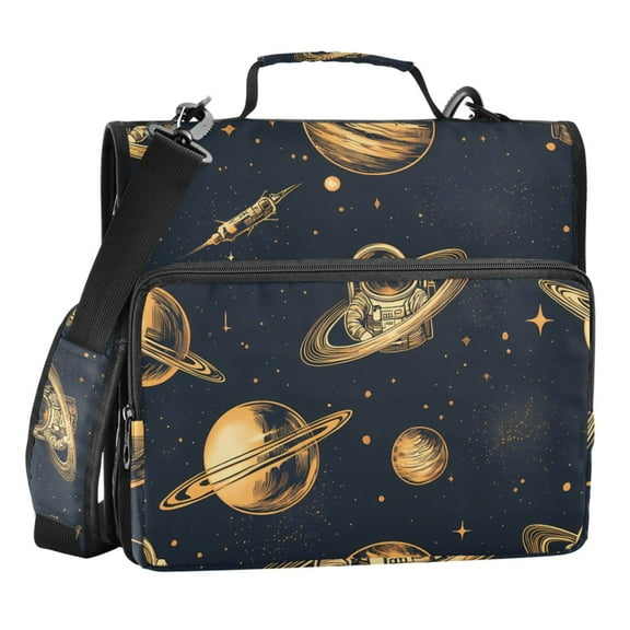 ALAZA Zipper Binder Astronaut Planet Space 3 Ring Trapper Keeper File Folder Organizer Bag