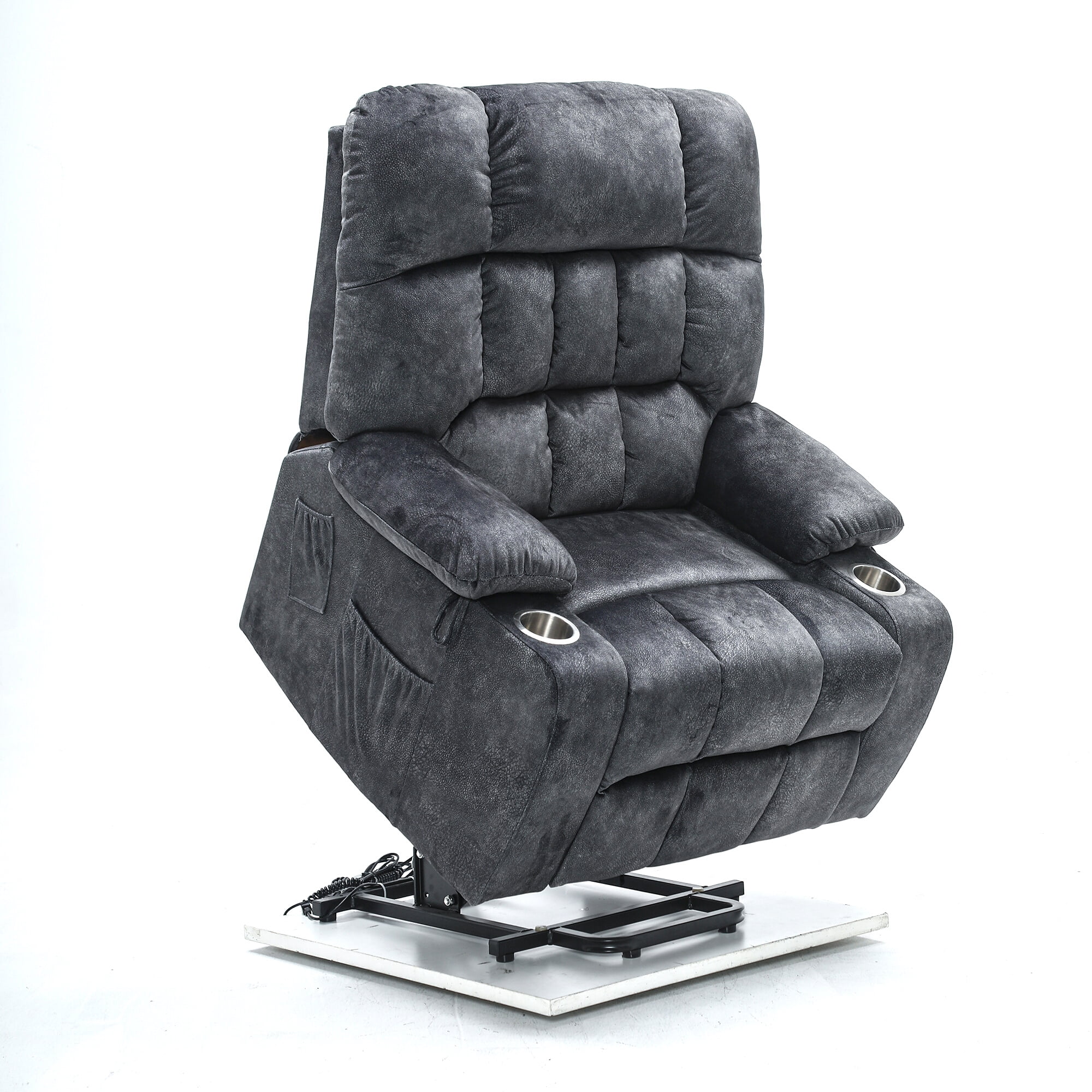 JUUXO 26 inch Extra Wide Seat Big Man Recliner Chair, Premium 41-inch Oversized Power Lift Recliners with Heat and Massage, Velvet