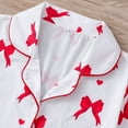 thumbnail image 6 of FASHOFT Womens Button Down Pajamas Set Valentine's Day Bow Printing Short Sleeve Sleepwear Bride Soft Comfy Pj Lounge Sets White S, 6 of 9