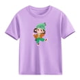 thumbnail image 4 of Blusas y camisas de manga corta con cuello redondo para niños Camiseta de verano de manga corta estampada para niñas Jersey elegante de cuello redondo para niñas Top de algodón para niños, 4 of 6