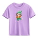 thumbnail image 4 of Blusas y camisas de manga corta con cuello redondo para niños Camiseta de verano de manga corta estampada para niñas Jersey elegante de cuello redondo para niñas Top de algodón para niños, 4 of 6