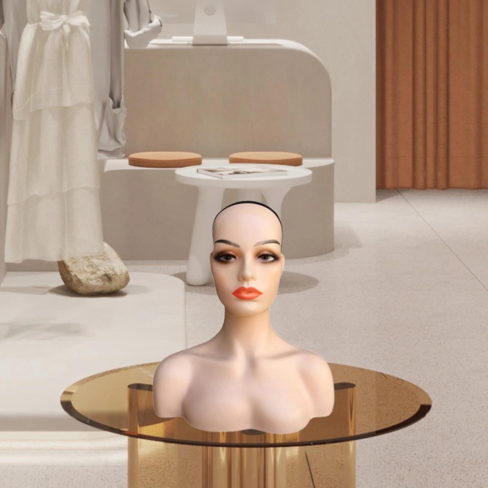 Serenable Female Mannequin Head Manikin Head Circumference 53cm Showing Stand Holder for Earrings Display Home Salon D