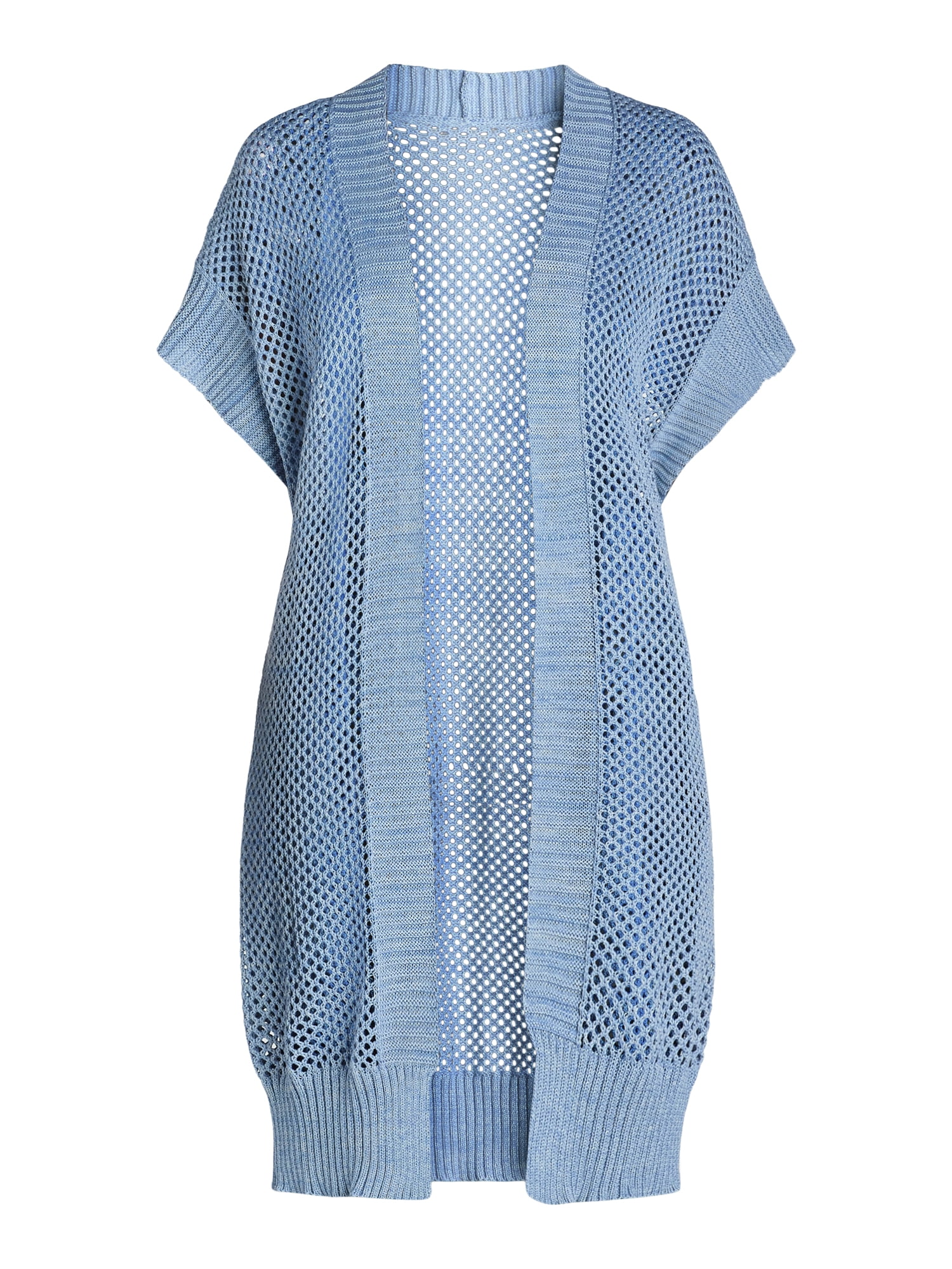 Time and Tru Women's Open Front Crochet Ruana, Sizes S-3XL