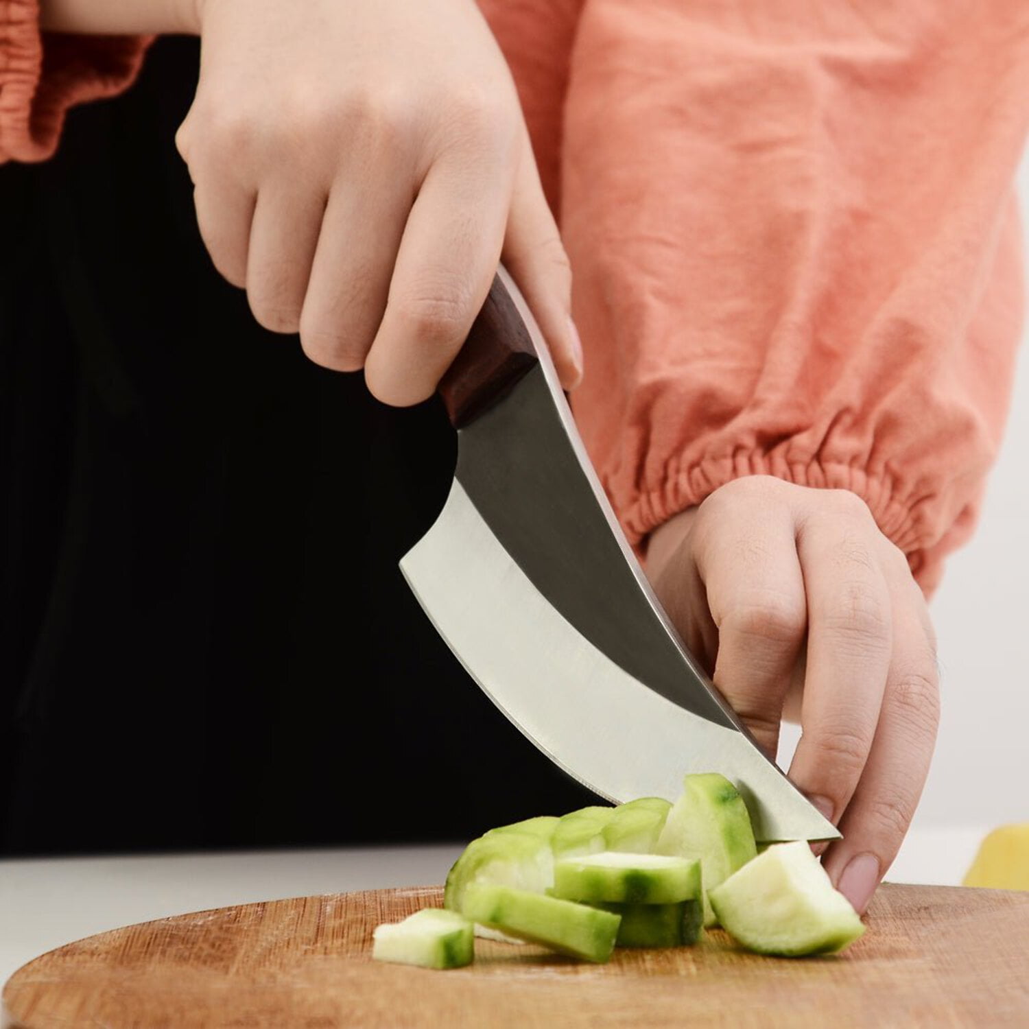 Lifespace Viking Style Chef Knife with Wood Handle  Sheath