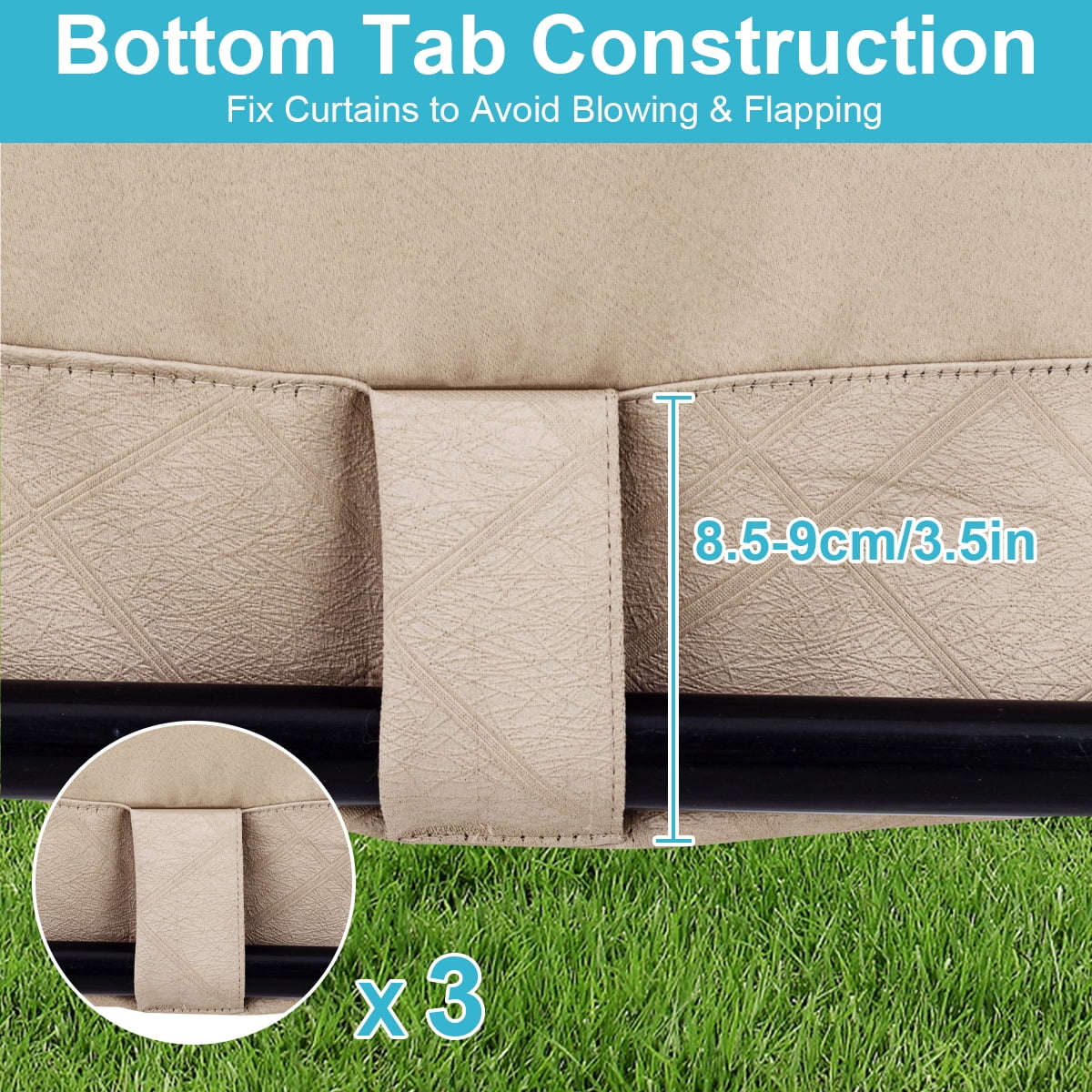 TOPCHANCES 2 Panels Outdoor Curtains for Patio, Waterproof Weatherproof Privacy Curtains 3D Embossed Pattern, Thermal Insulated Grommet Top and Tab Bottom Drapes, W52in x L94in