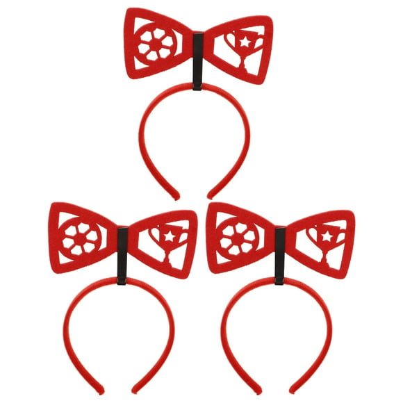 3pcs Football Theme Bow Shaped Headbands Hair Bands Festival Head Bands Bopper Headbands Sports Party Soccer Headbands For Sports Events