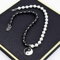thumbnail image 4 of Goth Yin Yang Pearl Necklace For Men Women Black White Beaded Choker Necklaces Mens Stainless Steel Jewelry, 4 of 5