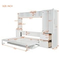 thumbnail image 6 of Full Size Murphy Bed, Closet and Drawers, Wall Bed with Storage Shelves and Cabinet, Wood Bed Frame with Support Slats, Folding Bed for Guest Room Small Room, Space Saving, White, 6 of 9
