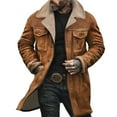 thumbnail image 5 of Ettsollp Men Jacket Autumn Winter Woolen Coat Lapel Single-Breasted Mid-Length Windproof Jacket Suede Multi Pockets Outerwear, 5 of 8