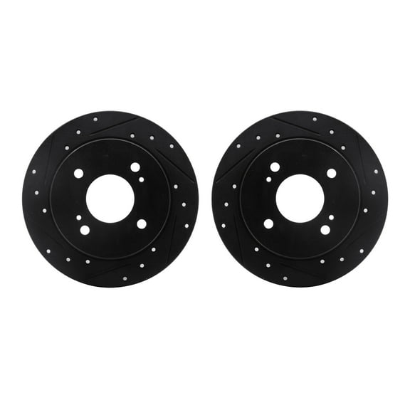 Dynamic Friction Company Rear Brake Rotors-Drilled and Slotted-Black 8002-67085