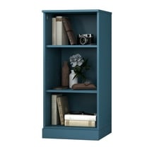 Palace Imports 100% Solid Wood 3-Shelf Bookcase with Adjustable Shelves, Teal Blue