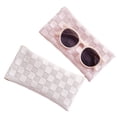 thumbnail image 1 of Estuche para gafas de sol, estuche de cuero suave para mujeres, hombres y niños, paquete de 2 estuches para gafas de viaje, rosa y blanco, 1 of 8