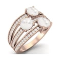 thumbnail image 2 of 2.07 Carat Round Shape Pearl 925 Sterling Silver Rose Vermeil Three Stone Engagement Solitaire Mother's Day Gift Ring for Women, 2 of 3