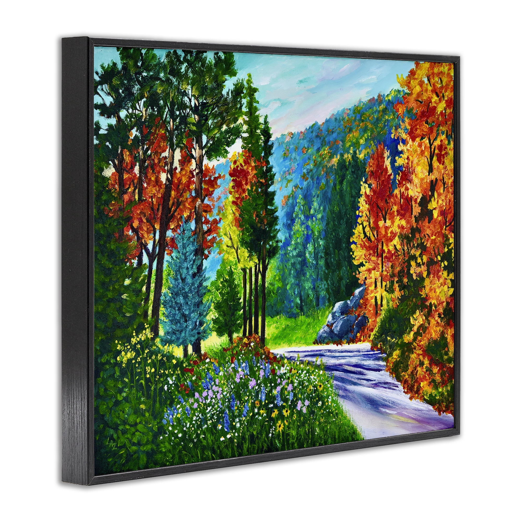 Stupell Industries Sunlit Autumn Woodland Pathway Black Framed Giclee Art, design by Lee Ann Zirbes