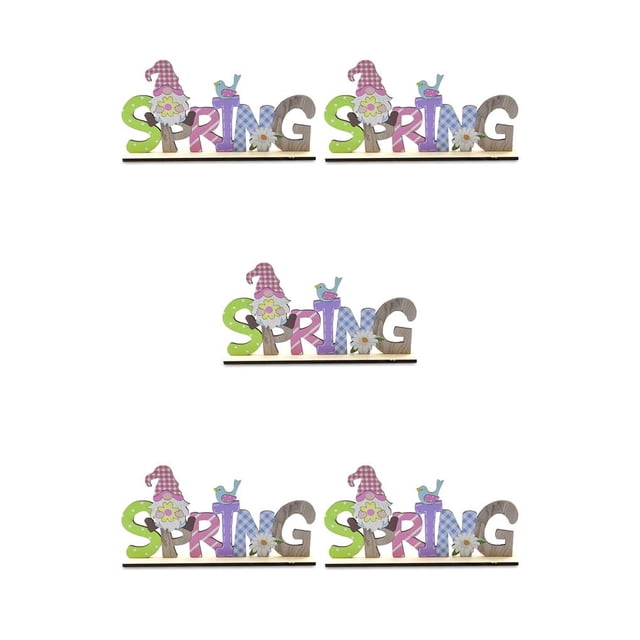 Moyic Decoraciones de Pascua Adorno de Suministros para fiestas Adorno de conejo Decoración en forma de letra Decoración de primavera 01 5piezas