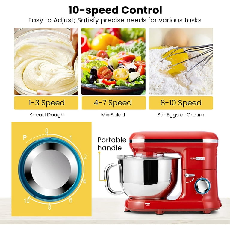 4L Stainless Steel Bowl 6-speed Kitchen Food Stand Mixer Cream