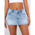 thumbnail image 4 of Light Wash High-Waisted Bodycon Mini Denim Skirt, 4 of 12