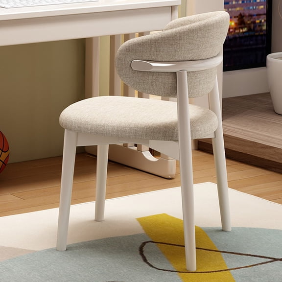 Wooden Dining Chairs Upholstered Kitchen Side Chairs Farmhouse Dining Room Chair with Curved Back,Mid-Century Modern Dining Chairs with Cushioned Seat