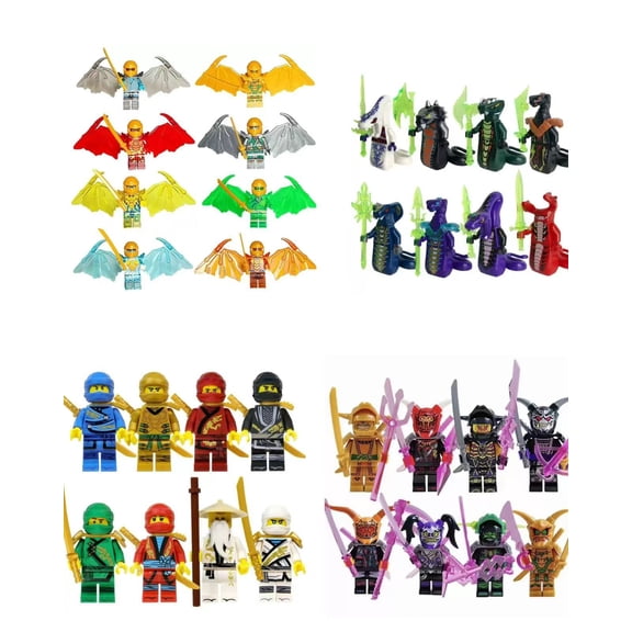32 PCS Ninja Minifigures Interlocking Block Building Set, Creative Puzzle Toys for Children Christmas Gift Birthday Present