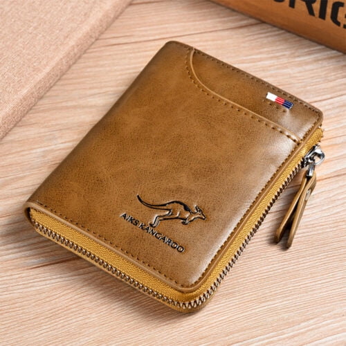 Men Rfid Protected Blocking Faux Leather Wallet Credit Card Id Holder Zip  Purse