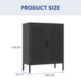thumbnail image 2 of AENKYO Heavy-Duty Steel Cabinet with Ventilated Grid Doors & Gold Handle, Adjustable Shelves, for Home & Office, Black, 2 of 8