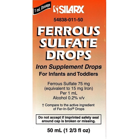 Ferrous Sulphate Iron Supplement Drops for Infants 1.66 oz