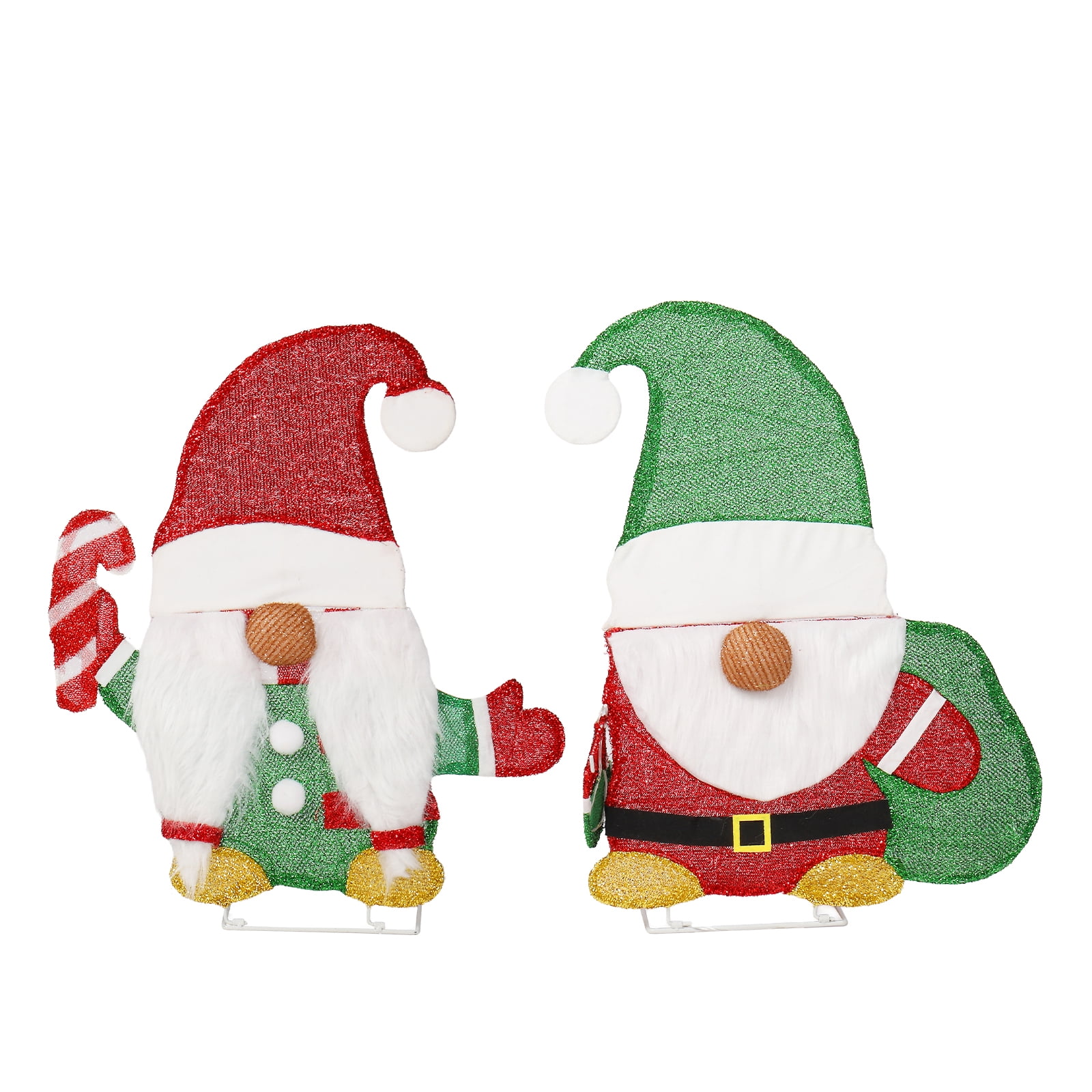 Astoutdoor Set of 2 Lighted Christmas Gnome Decorations, Pre-lit 2D Holiday Display with 80 Warm White LED Lights, Indoor Outdoor, White