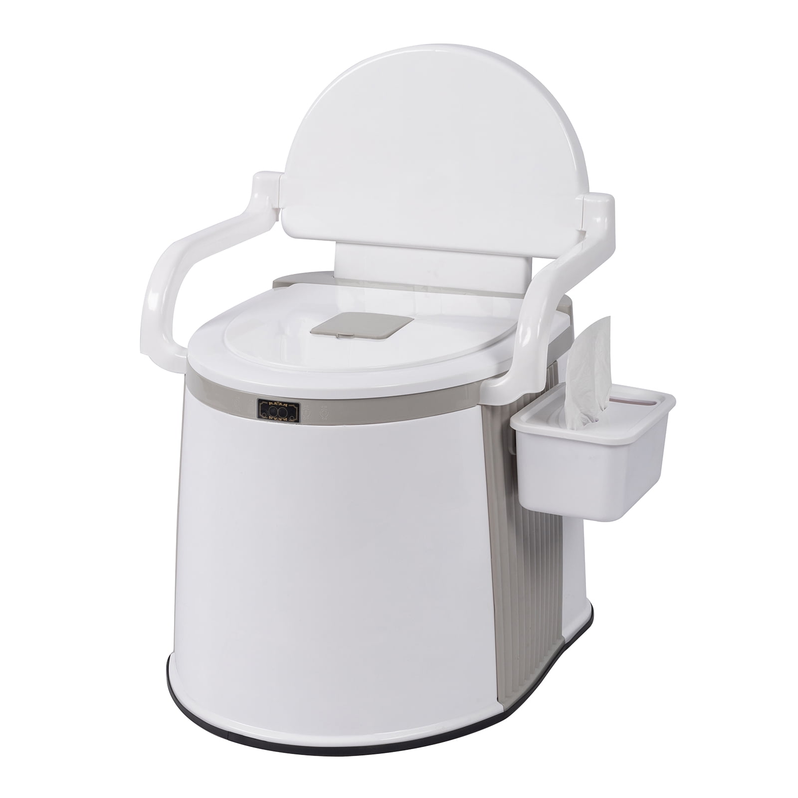 Portable Outdoor Toilet, Camping Toilet with Tissue Box, Handrails & Anti-Slip Strip, fits 6-8 Gallon Bags