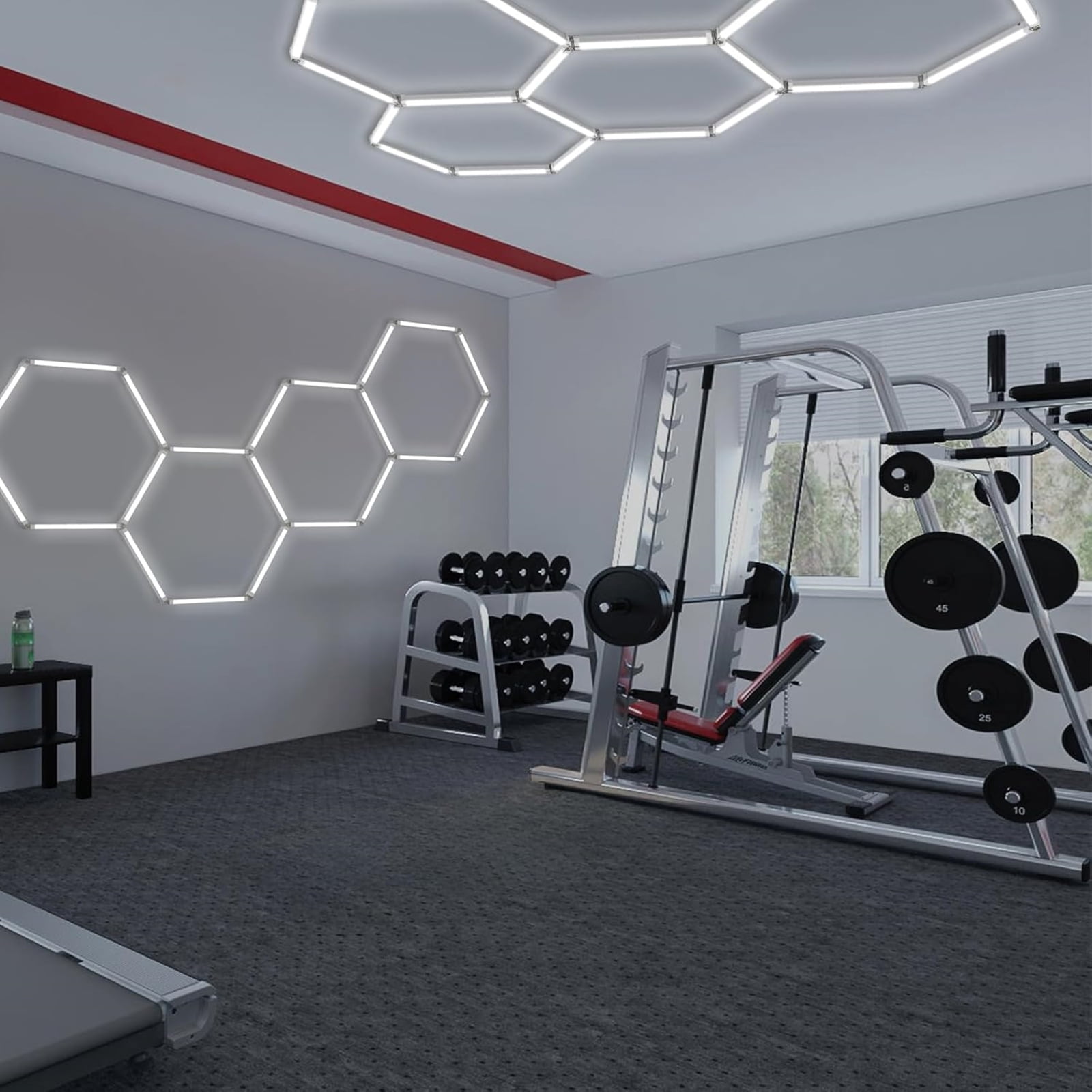 Modern LED Hex Garage Light Fixture 6000K 250W 5 Grid Hexagon Light Set for Garage/Car Shop/Commercial/Store/Office Over 110V Honeycomb Lighting Set