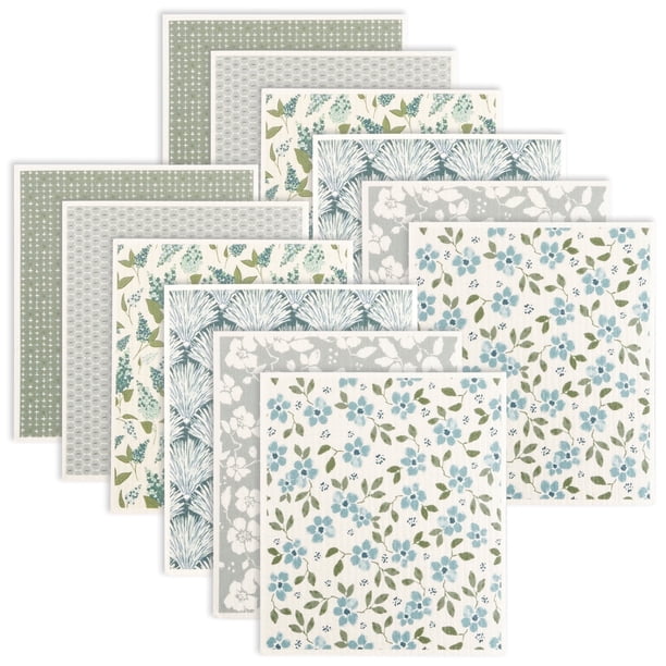 Hvxrjkn 12 Pzas Paños de Cocina Suecos Reutilizables Toallas de Cocina Absorbentes Paños de Cocina Lavables Esponjas de Celulosa Suaves 7.7 x 6.7in Trapo de Cocina para Lavar Platos