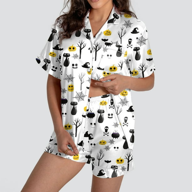 MKLEKYY Pijama Corto De Dos Piezas Para Mujer, Conjunto De Pantalones Cortos De Manga Corta Con Cuello En V