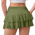 thumbnail image 4 of Wxolcjlv Womens Lace Ruched Mini Skirt Drawstring Side Tiered Ruffle Hem Evening Skirts, 4 of 6