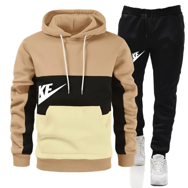 Nuevos chándales de moda para hombre, sudaderas con capucha, traje de otoño e invierno para hombre, suéter con capucha y pantalones deportivos, conjunto de dos piezas, ropa de hombre de talla grande